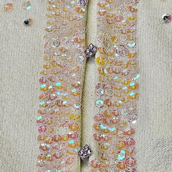 Moth Anthropologie 2004 Vibrant Light Green Beaded & Sequined Cardigan Sweater - Picture 8 of 13